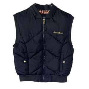 Makaveli Branded Woman’s Black Cheetah Print Large Quilted Vest